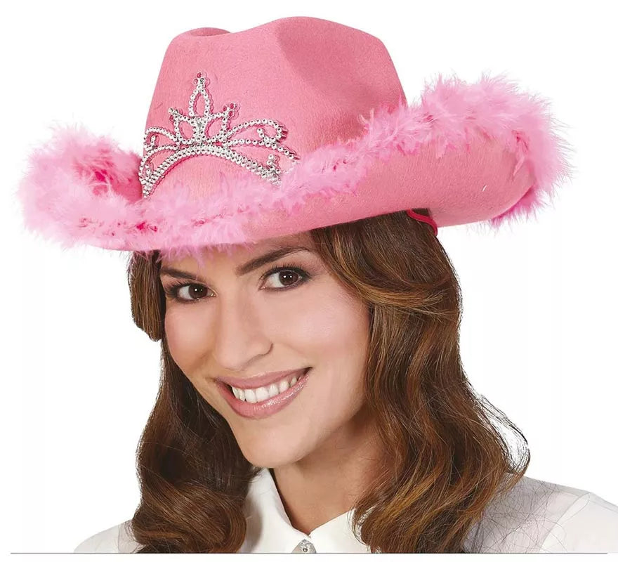 Translation missing: pt-PT.Sombrero de Vaquera Rosa con Boa