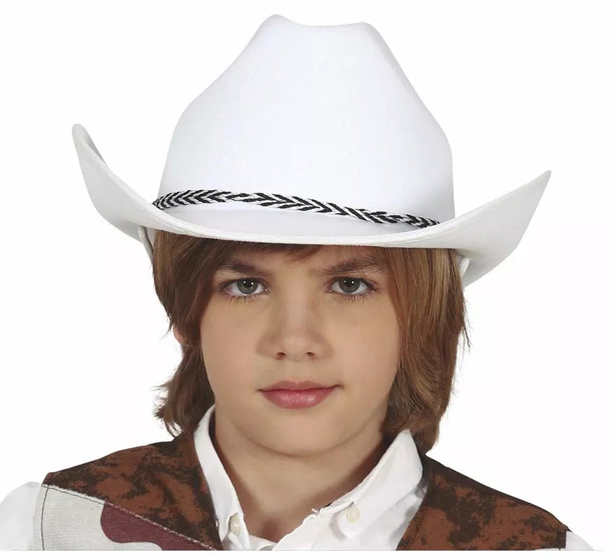 Translation missing: pt-PT.Sombrero de Vaquero Blanco de Fieltro Infantil