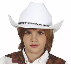 Chapéu de cowboy de feltro branco infantil