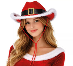 Chapéu de cowboy de feltro do Pai Natal