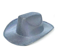 Chapéu de cowboy Holo prateado adulto
