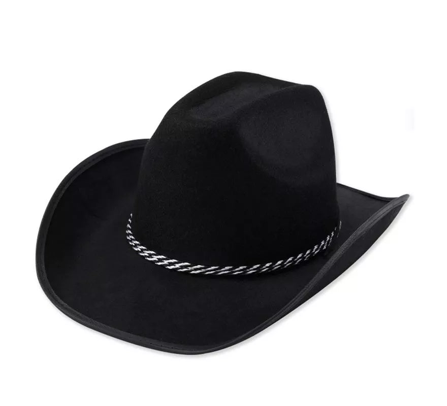 Translation missing: pt-PT.Sombrero de Vaquero negro con cordón gris adulto