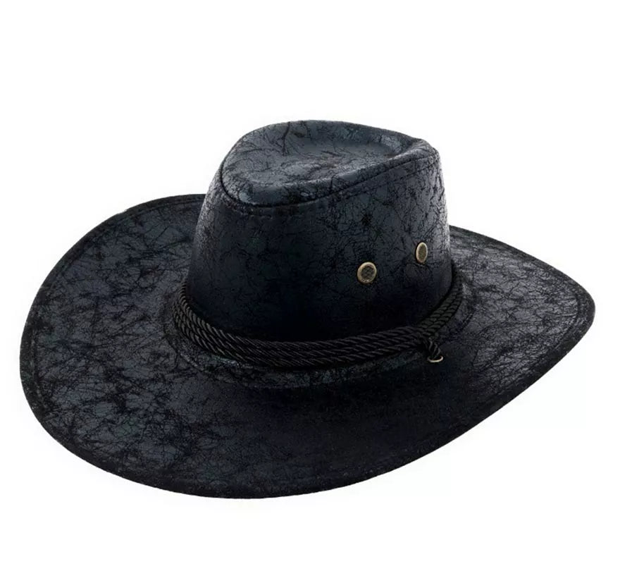 Translation missing: pt-PT.Sombrero de Vaquero negro texturizado con cordón adulto