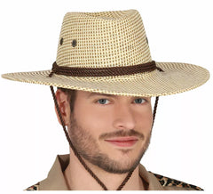 Chapéu de vaqueiro ou explorador de tecido marrom