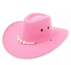 Chapéu de cowboy rosa adulto com miçangas