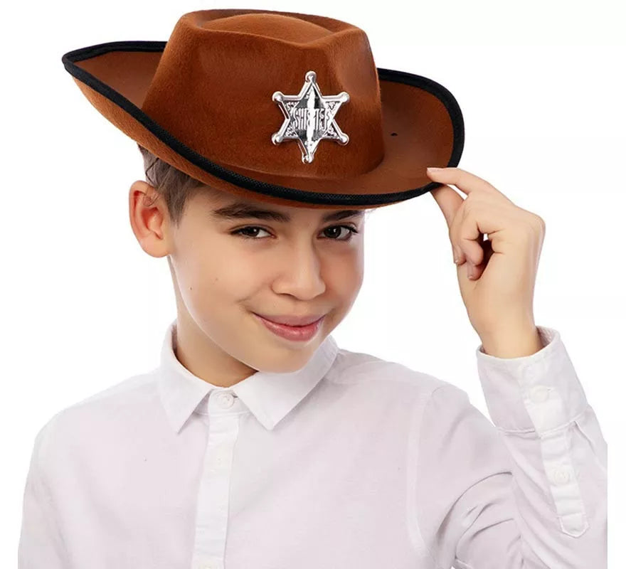 Translation missing: pt-PT.Sombrero de Vaquero Sheriff marrón infantil de 34x26x9 cm