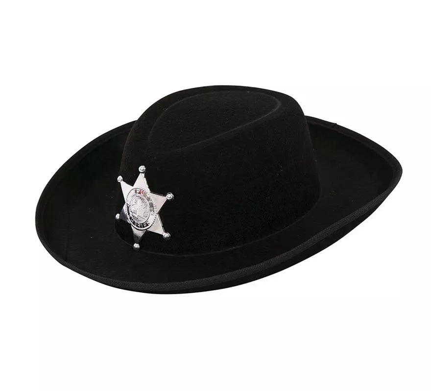 Sombrero de Vaquero Sheriff negro infantil de 34x26x9 cm