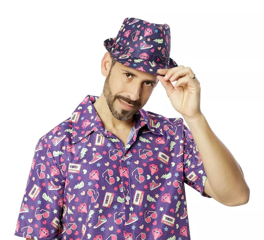 Translation missing: pt-PT.Sombrero Fedora lila de los Años 90 para hombre