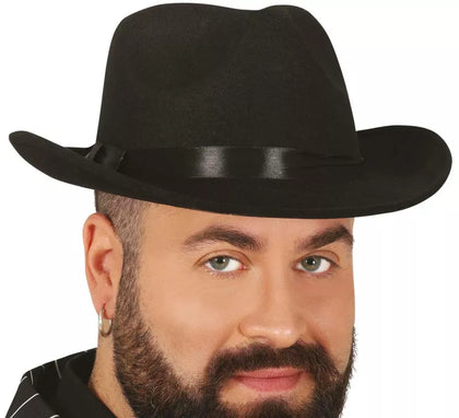 Sombrero Ganster de tela negro