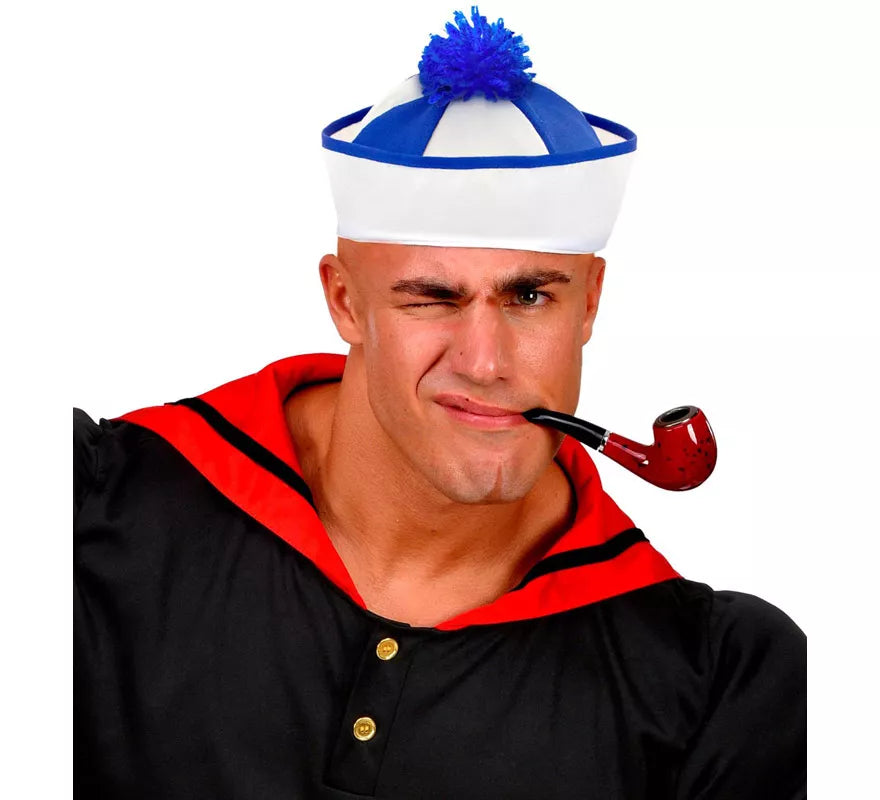 Sombrero Marinero con Franjas y Borla Azul