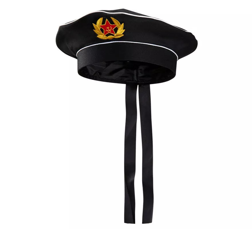 Translation missing: pt-PT.Sombrero Marinero Ruso Negro con Insignia
