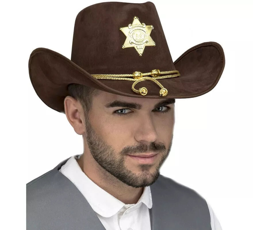 Translation missing: pt-PT.Sombrero Marrón de Sheriff con Estrella