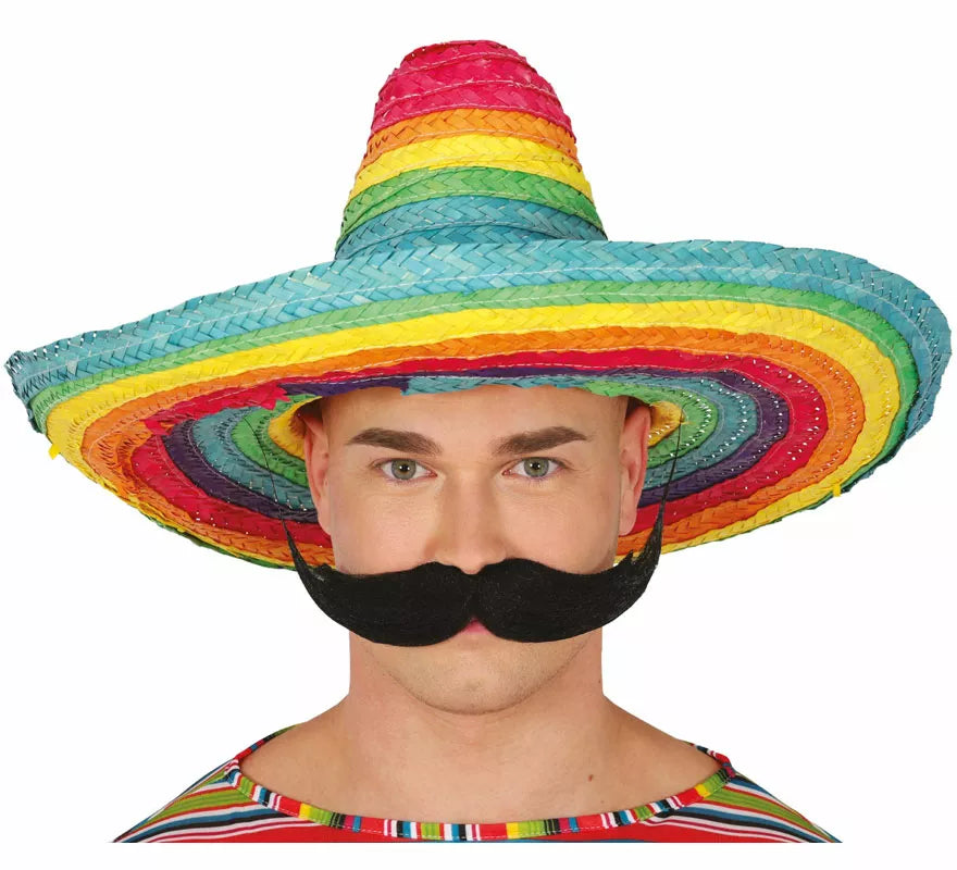 Translation missing: pt-PT.Sombrero Mexicano de paja multicolor de 50 cm adulto