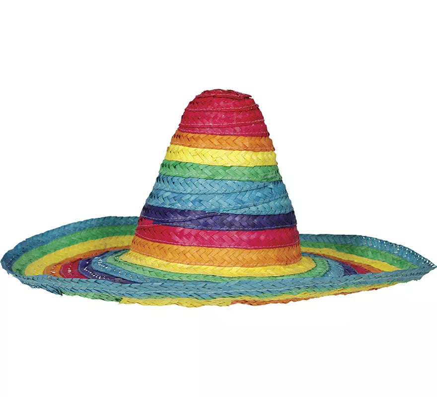 Translation missing: pt-PT.Sombrero Mexicano de paja multicolor de 50 cm adulto