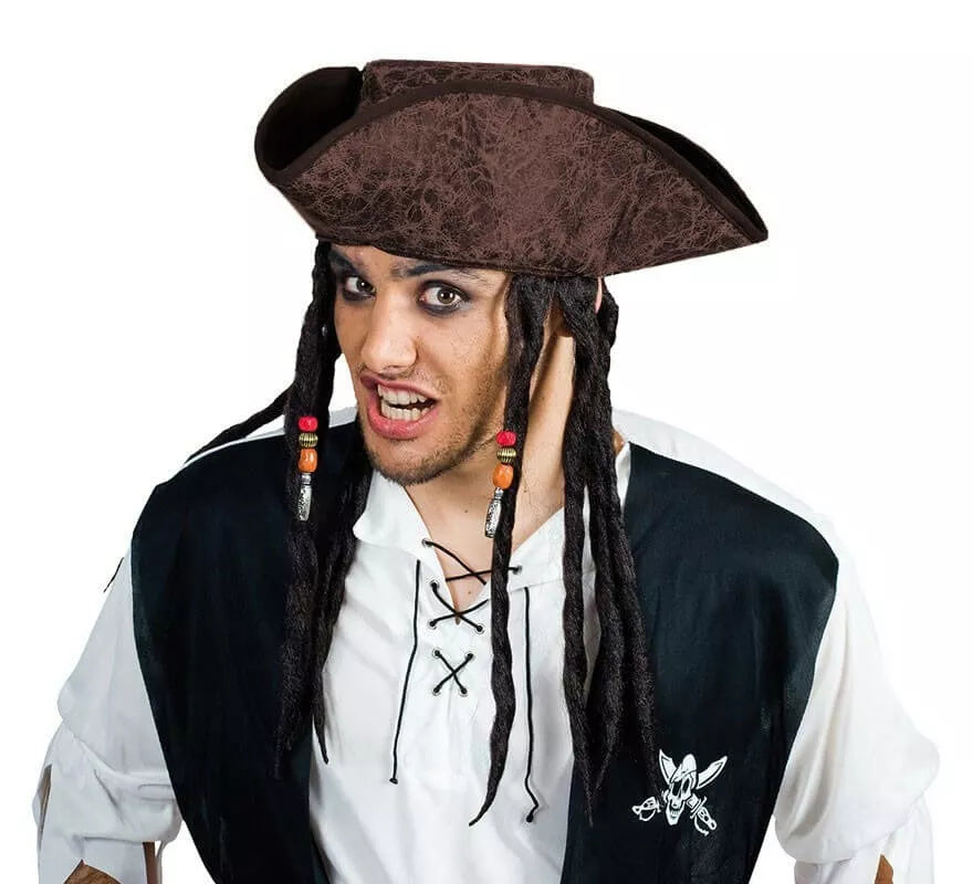 Translation missing: pt-PT.Sombrero Pirata marrón con Rastas