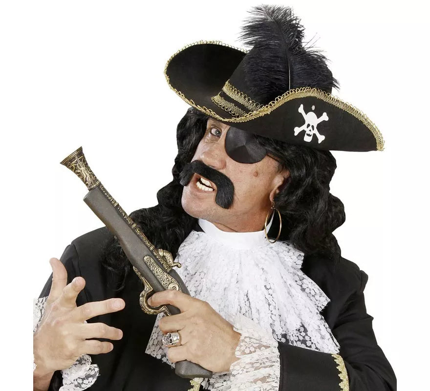 Sombrero Pirata negro con Pluma de fieltro