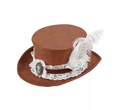 Cartola Steampunk visual de couro envelhecido
