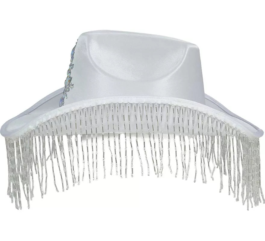 Translation missing: pt-PT.Sombrero Vaquero blanco con Flecos para adultos