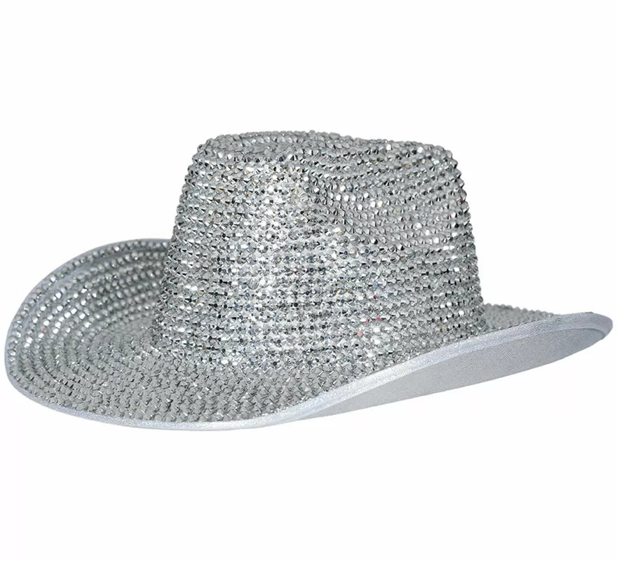 Translation missing: pt-PT.Sombrero Vaquero brillante plateado adulto