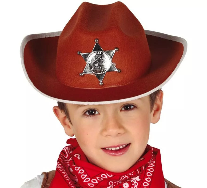 Translation missing: pt-PT.Sombrero Vaquero fieltro Sheriff infantil marrón