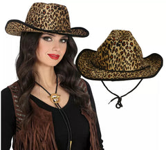 Chapéu de cowboy com estampa de leopardo para adultos