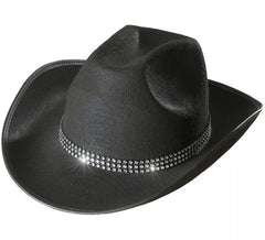 Chapéu de cowboy preto com glitter para adultos