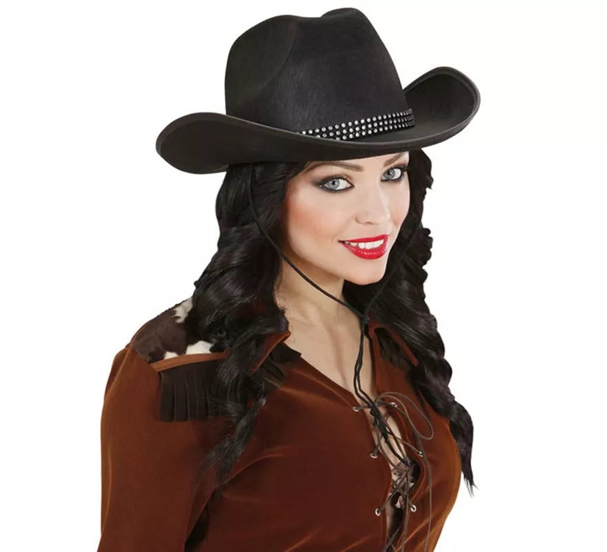 Translation missing: pt-PT.Sombrero Vaquero negro con Brillos para adultos