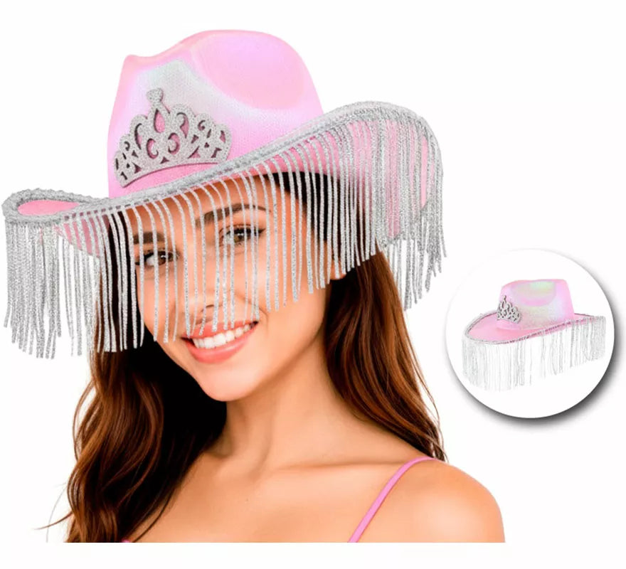 Translation missing: pt-PT.Sombrero Vaquero rosa con Flecos