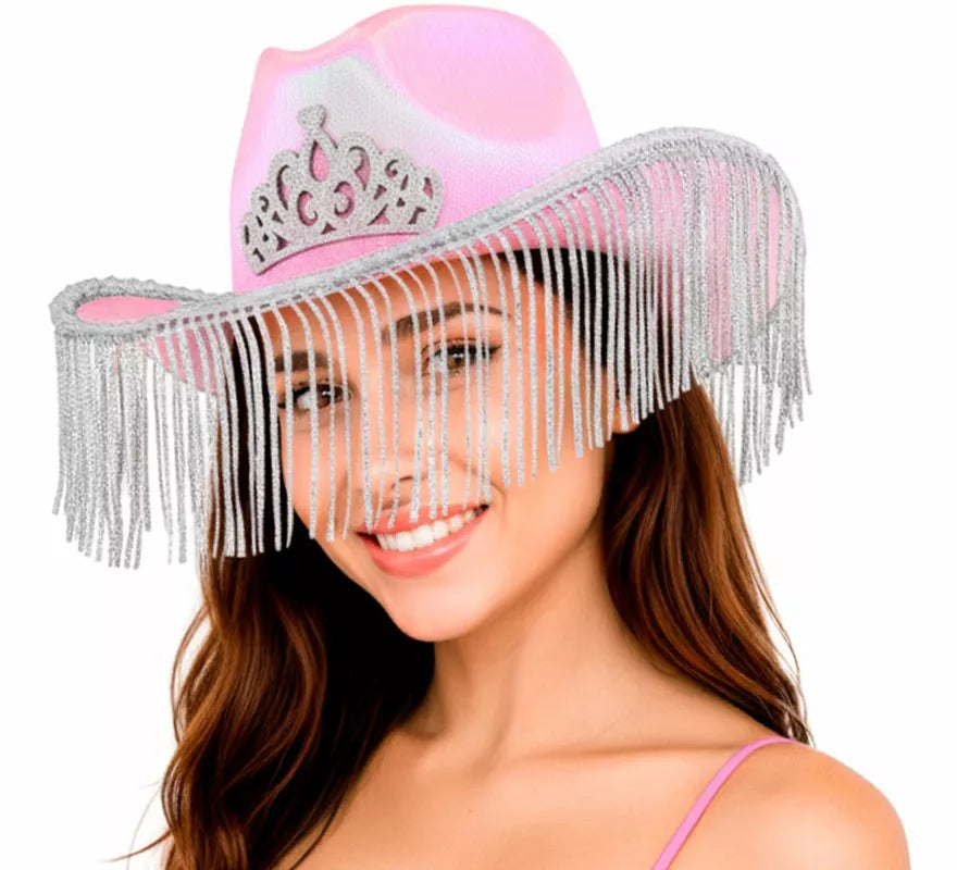 Translation missing: pt-PT.Sombrero Vaquero rosa con Flecos