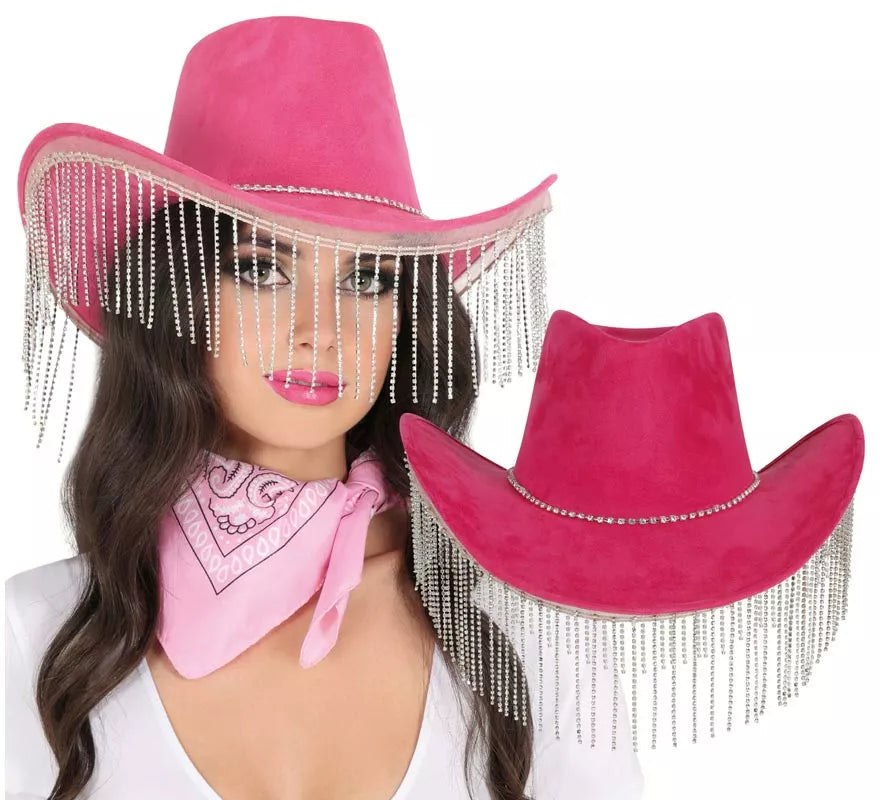 Translation missing: pt-PT.Sombrero Vaquero rosa con Flecos adultos