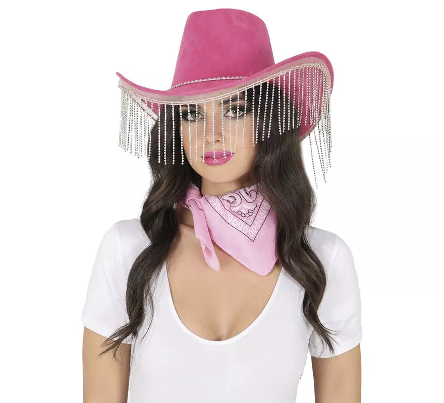 Translation missing: pt-PT.Sombrero Vaquero rosa con Flecos adultos