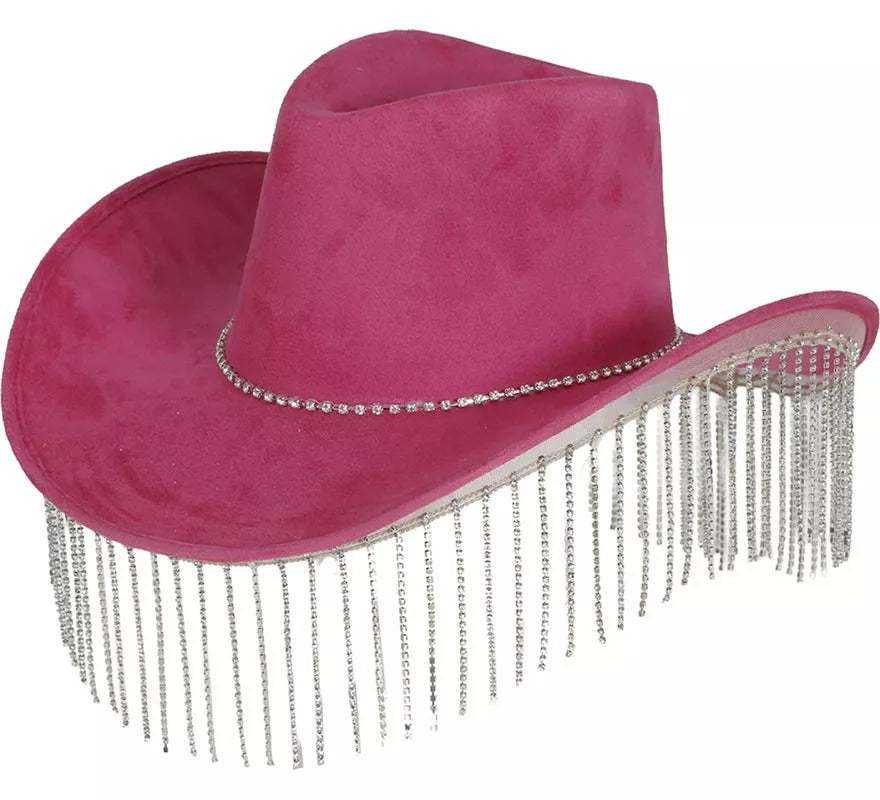 Translation missing: pt-PT.Sombrero Vaquero rosa con Flecos adultos