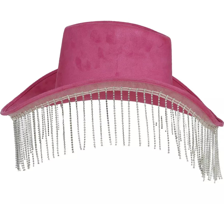 Translation missing: pt-PT.Sombrero Vaquero rosa con Flecos adultos