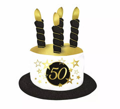 Chapéu de vela preto e branco para aniversários e aniversários de 50 anos