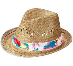 Chapéu de verão com faixa de flores para adultos