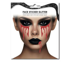 Adesivo facial brilhante de lágrimas de sangue falsas de Halloween