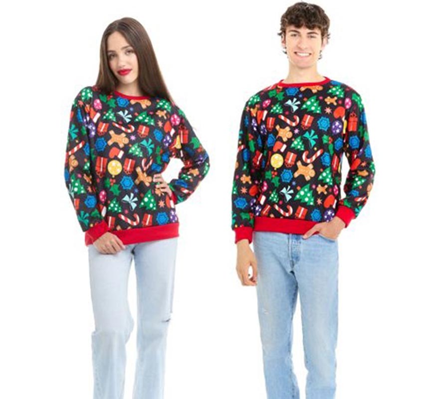 Translation missing: pt-PT.Sudadera Figuritas de Navidad para adulto