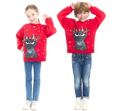 Moletom infantil com estampa de gato natalino