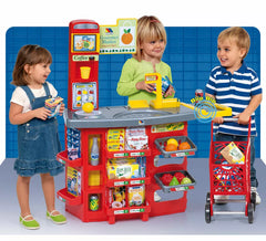 Supermercado de brinquedos com carrinho