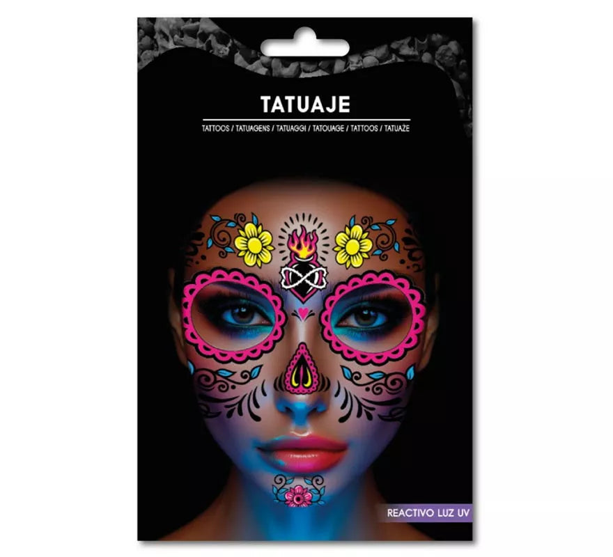Translation missing: pt-PT.Tatuaje Catrina floral fluorescente