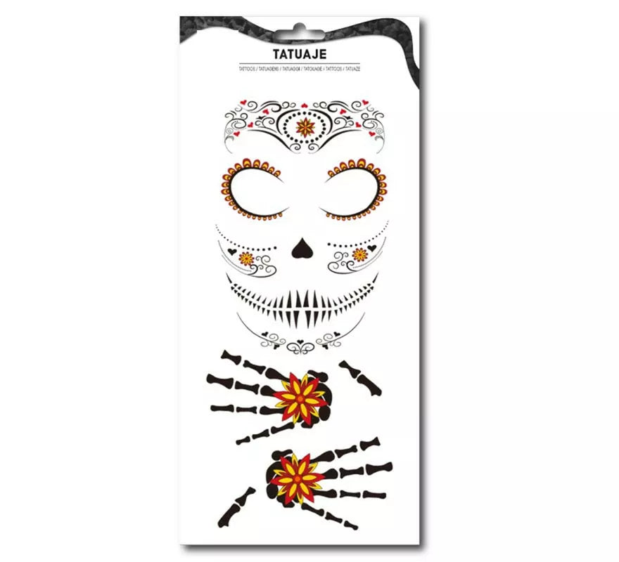 Translation missing: pt-PT.Tatuaje Catrina floral naranja