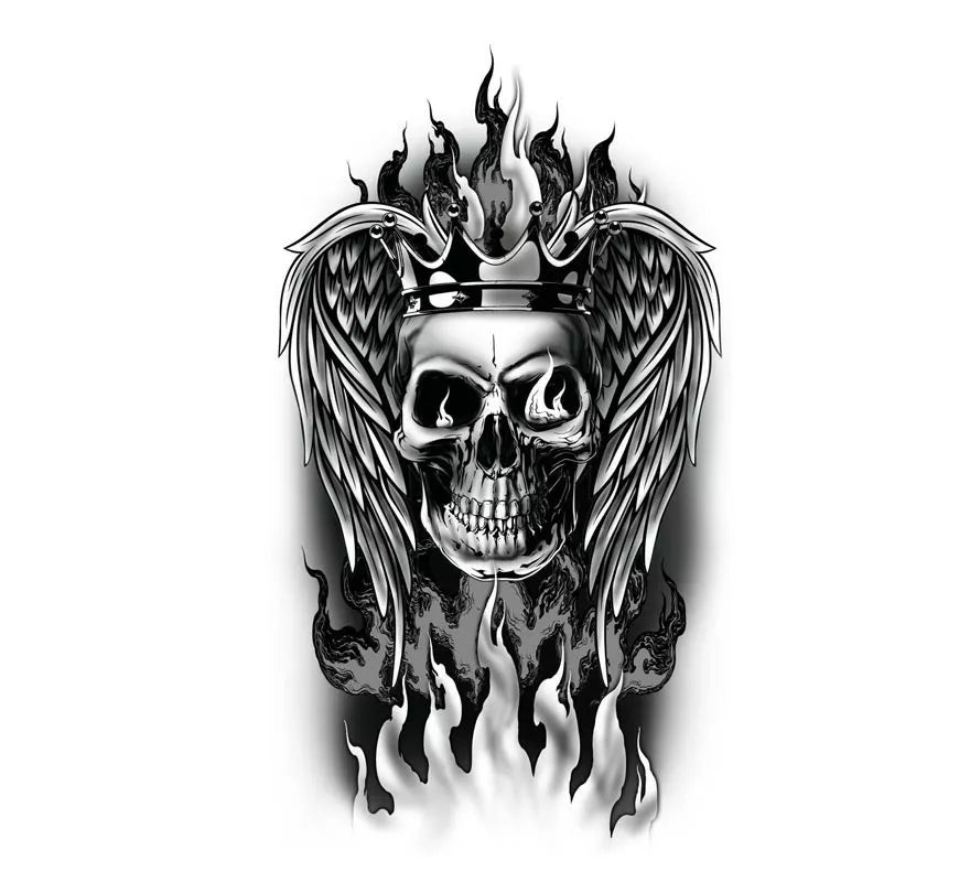 Translation missing: pt-PT.Tatuaje de Calavera en llamas blanco y negro