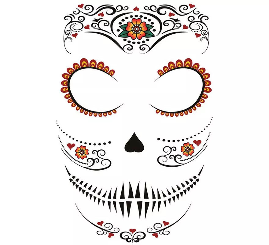 Translation missing: pt-PT.Tatuaje de Catrina Facial de 30x14 cm