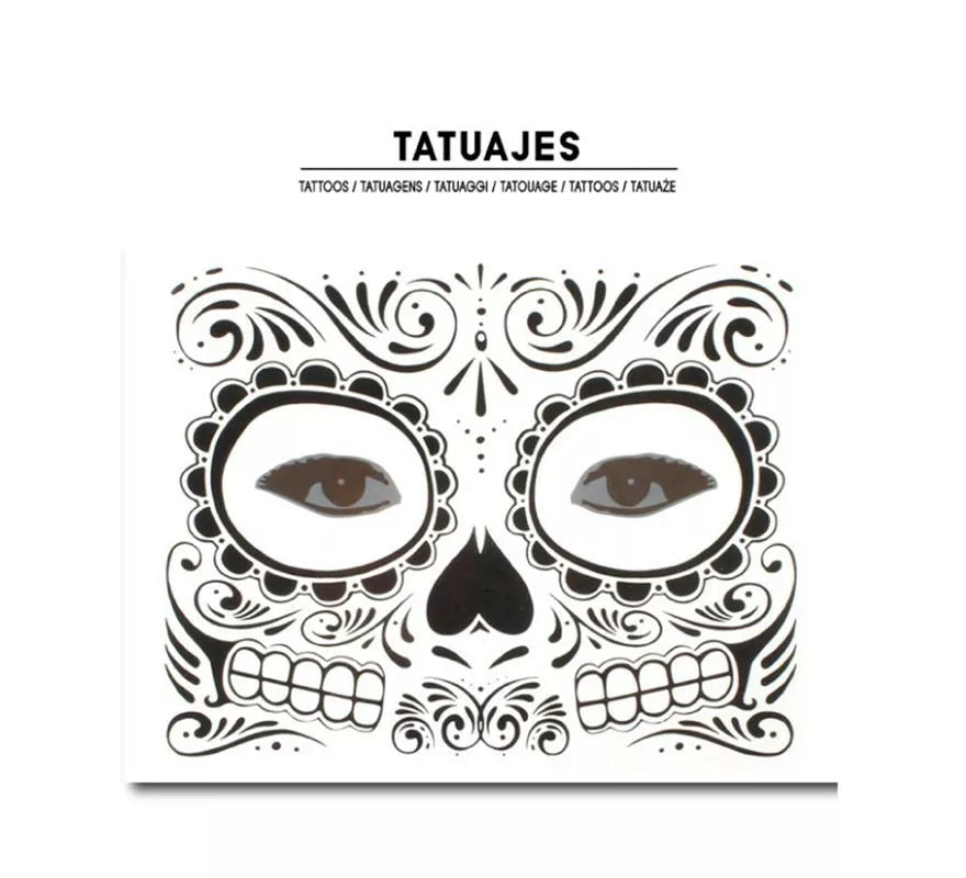 Translation missing: pt-PT.Tatuaje facial de Catrina Calavera negra adulto