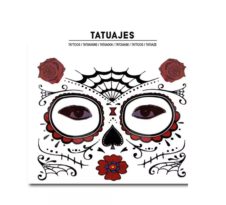 Translation missing: pt-PT.Tatuaje facial de Catrina rosas rojas adulto