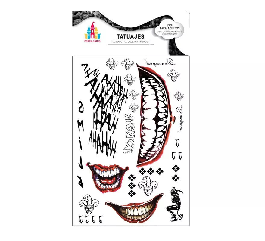 Translation missing: pt-PT.Tatuajes de Payaso conflictivo texto y sonrisas roja