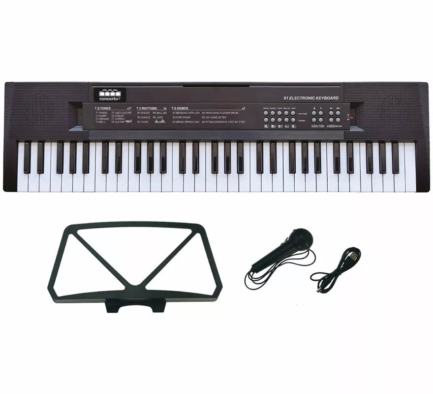 Translation missing: pt-PT.Teclado Electrónico de 61 Teclas con Micrófono, USB