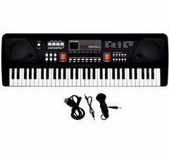 Teclado eletrônico de 61 teclas com microfone USB, preto