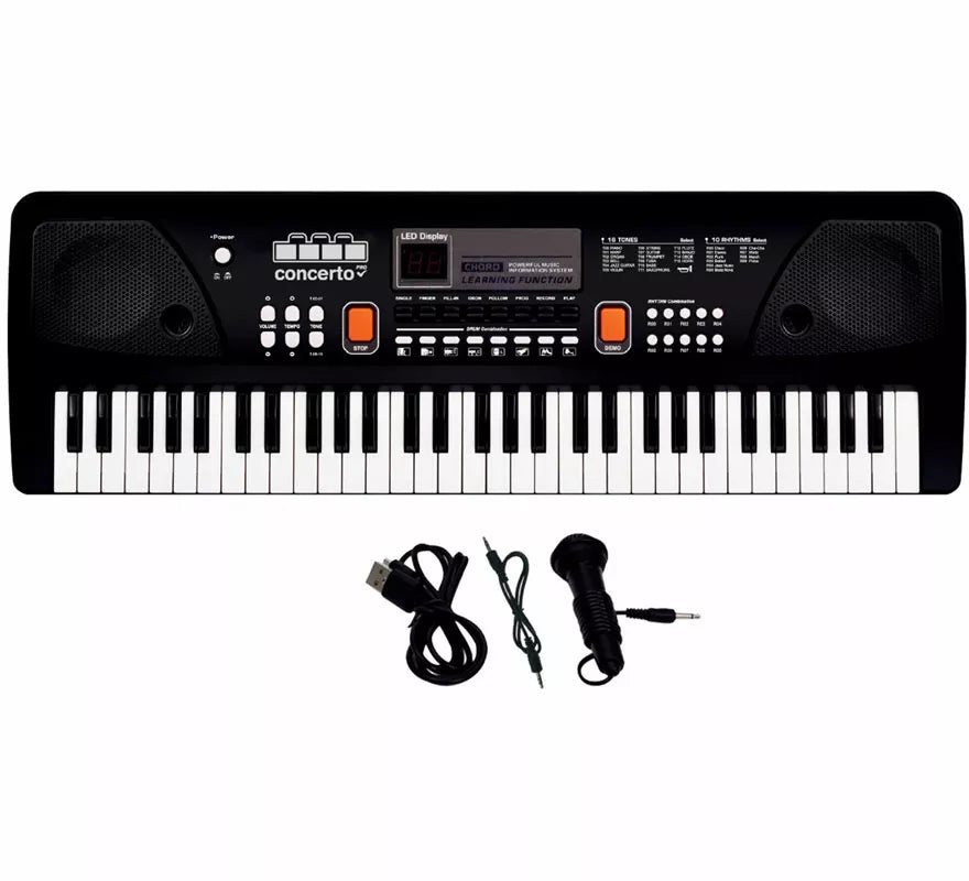 Translation missing: pt-PT.Teclado Electrónico de 61 Teclas con Micrófono USB negro