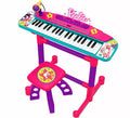 Teclado Musical Barbie con Pie, Banqueta y Micrófono